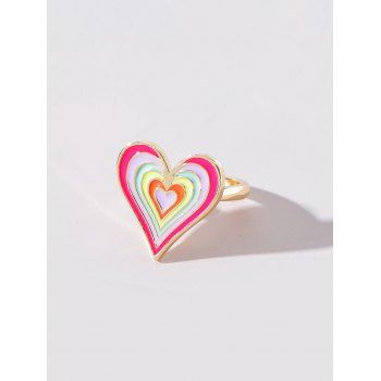 Glazed Heart Shape Multi-color Ring