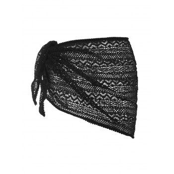 

Crochet Tie Side Beach Sarong, Black