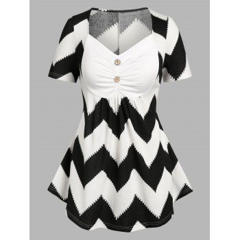 

Plus Size Ruched Zigzag T-shirt, Black