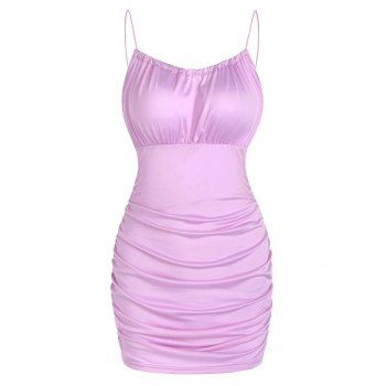 

Bungee Strap Ruched Mini Slinky Dress, Light purple