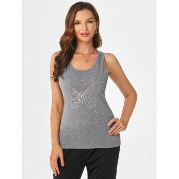 

Racerback Butterfly Graphic Tank Top, Dark gray