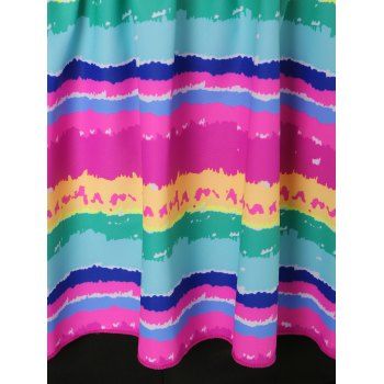 Striped Rainbow Smocked Boyshort Tankini Swimwear