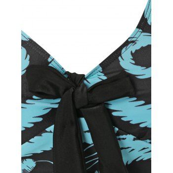 Printed Criss Cross Swimsuit High Waisted Tummy Control Tankini Swimwear