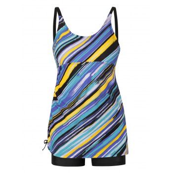 

Striped Boyshort Cinched Tankini Swimwear, Multicolor