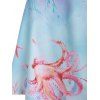 Marine Life Octopus Print Cinched Tie Cami Sundress - LIGHT BLUE S