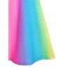 Ombre Rainbow Pastel Lace Up A Line Cami Dress - multicolor L