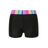 Striped Rainbow Smocked Boyshort Tankini Swimwear - multicolor M