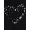 T-shirt Cœur en Dentelle avec Strass à Manches Raglan - Noir XL