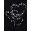 Rhinestone Heart Lace Raglan Sleeve T Shirt - WHITE S