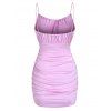 Bungee Strap Ruched Mini Slinky Dress - LIGHT PURPLE M