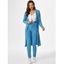 Ribbed Open Front Cardigan and Bowknot Pants Set - BLUE M