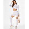 High Collar Ruched Cut Out Leggings Set - WHITE S