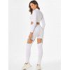 High Collar Ruched Cut Out Leggings Set - WHITE S