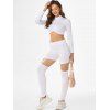 High Collar Ruched Cut Out Leggings Set - WHITE M