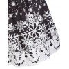 Star Snowflake Print Sparkly Tapes Ladder Cut Zipper Dress - BLACK L