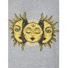 Sweat-shirt à Imprimé Soleil à Épaules Tombantes - Gris Foncé M