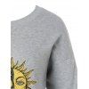 Drop Shoulder Crew Neck Sun Graphic Sweatshirt - DARK GRAY XXL