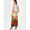 Sleeveless Floral Print Trapeze Maxi Dress - WHITE XL