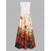 Sleeveless Floral Print Trapeze Maxi Dress - WHITE XL