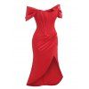 Off The Shoulder Corset Party Dress - RED XL