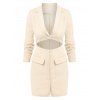 Lapel Cut Out Double Pockets Blazer Dress - WARM WHITE L
