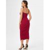Ruched Crossover Midi Bodycon Dress - DEEP RED M