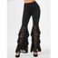 Pantalon Évasé à Empiècement en Dentelle Floral - Noir XXXL