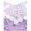 Robe Mini d'Eté Applique à Motif Floral à Bretelles à Taille Empire à Lacets - Violet clair XXXL