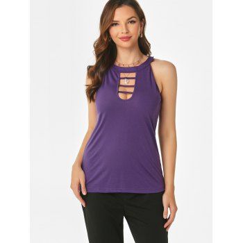 

Solid Ladder Cutout Back Tank Top, Light purple