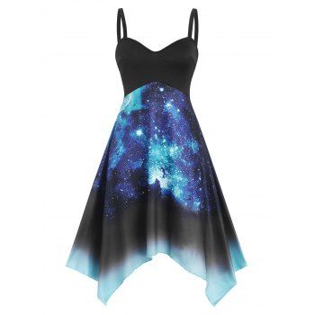 

Summer Galaxy Print Strappy Cami Handkerchief Dress, Multicolor