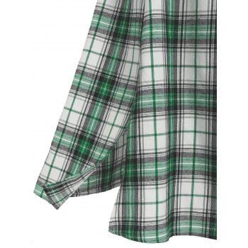 Ruched Bust Puff Sleeve Plaid Dress