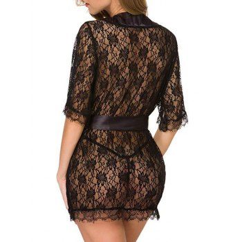 Lace Belted Wrap Robe Set