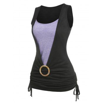 

Contrast Cinched Side O Ring 2 in 1 Tank Top, Light purple