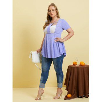 Cut Out Heathered Plus Size Skirted Top