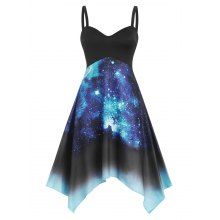 dresslily Galaxy Print Handkerchief Dress