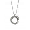 Punk Carved Circle Dragon Charm Necklace - SILVER 