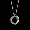 Punk Carved Circle Dragon Charm Necklace - SILVER 