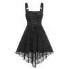 Robe d'Eté Évasée Style Corset en Tulle à Papillon à Lacets - Noir XXXL