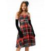 Vintage Rockabilly Plaid Corset Style Fit and Flare Cami Dress - multicolor L