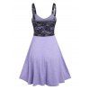 Mini-robe sans Manches Ajustée et Évasée en Dentelle - Violet clair XL