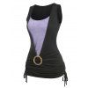 Contrast Cinched Side O Ring 2 in 1 Tank Top - LIGHT PURPLE XXXL