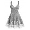 Robe Teintée Plongeante Panneau en Dentelle - Gris XXL