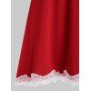 Robe de Nuit en Dentelle Insérée avec Nœud Papillon - Rouge XL