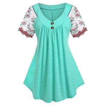 

Plus Size Embroidered Raglan Sleeve T Shirt, Green