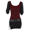 Contrast Colorblock Bicolor Lace Up Bodycon Mini Dress