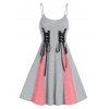 Shrug Top and Colorblock Lace Up Dress Twinset - GRAY M