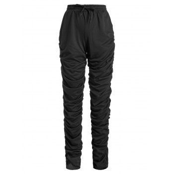 

Drawstring High Rise Ruched Stacked Leggings, Black