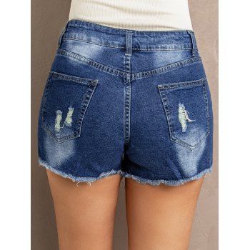 Kaufen Crochet Insert Distressed Jean Shorts. Bild