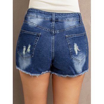 Buy Crochet Insert Distressed Jean Shorts. Picture