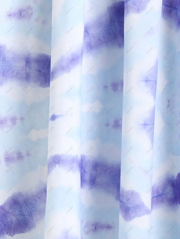 Robe Mini Teintée à Epaule Nouée à Taille Plissée en Ligne A - multicolor L